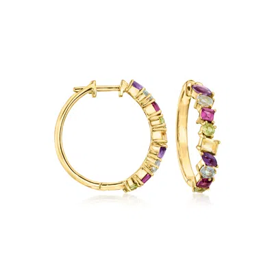 Ross-simons Multi-gemstone Hoop Earrings In 18kt Gold Over Sterling
