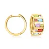 Ross-simons Multi-gemstone Hoop Earrings In 18kt Gold Over Sterling In Pink