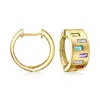 Ross-simons Multi-gemstone Hoop Earrings With Diamond Accents In 14kt Yellow Gold In Gold