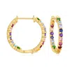 Ross-simons Multi-gemstone Inside-outside Hoop Earrings In 18kt Gold Over Sterling In Multi