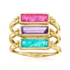 Ross-simons Multi-gemstone Jewelry Set: 3 Rings In 18kt Gold Over Sterling