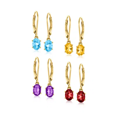 Ross-simons Multi-gemstone Jewelry Set: 4 Pairs Of Drop Earrings In 18kt Gold Over Sterling In Red