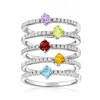 Ross-simons Multi-gemstone Jewelry Set: 5 Rings In Sterling Silver