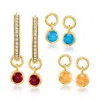 Ross-simons Multi-gemstone Jewelry Set: Hoop Earrings And 3 Pairs Of Interchangeable Drops In 18kt Gold Over Ste In Purple