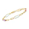 Ross-simons Multi-gemstone Paper Clip Link Bracelet In 18kt Gold Over Sterling In Multi