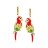 Ross-simons Multi-gemstone Parrot Drop Earrings With Red Enamel In 18kt Gold Over Sterling