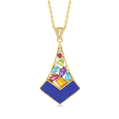 Ross-simons Multi-gemstone Pendant Necklace In 18kt Gold Over Sterling In Blue