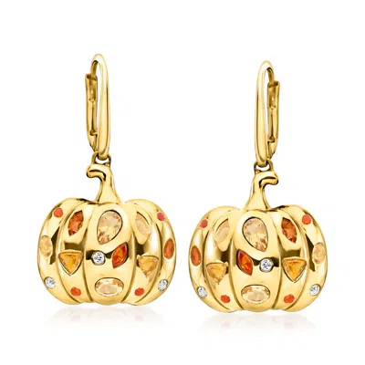 Ross-simons Multi-gemstone Pumpkin Drop Earrings In 18kt Gold Over Sterling