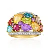 Ross-simons Multi-gemstone Ring In 18kt Gold Over Sterling In Yellow