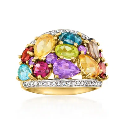 Ross-simons Multi-gemstone Ring In 18kt Gold Over Sterling In Yellow