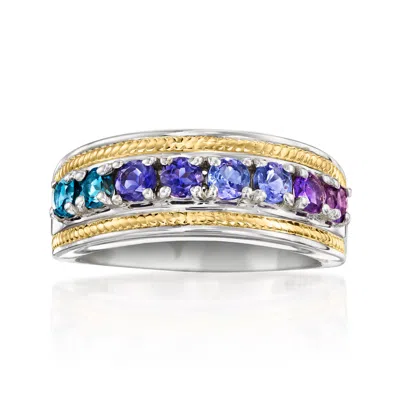 Ross-simons Multi-gemstone Ring In Sterling Silver And 18kt Gold Over Sterling In Metallic