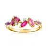 Ross-simons Multi-gemstone Ring With Diamonds In 14kt Yellow Gold
