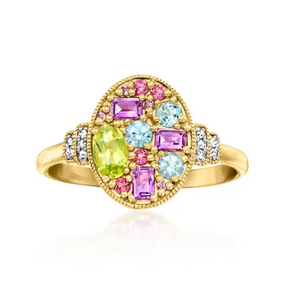Ross-simons Multi-gemstone Ring With Diamonds In 18kt Gold Over Sterling