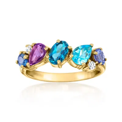 Ross-simons Multi-gemstone Ring With Lab-grown Diamonds In 18kt Gold Over Sterling