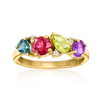 Ross-simons Multi-gemstone Ring With White Zircons And Single Diamond In 18kt Gold Over Sterling