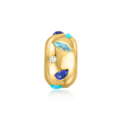Ross-simons Multi-gemstone Rolling Charm With Lab-grown Diamonds In 18kt Gold Over Sterling