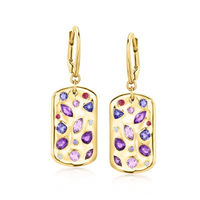 Ross-simons Multi-gemstone Scattered Tag Drop Earrings With Lab-grown Diamonds In 18kt Gold Over Sterling
