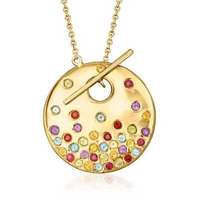 Ross-simons Multi-gemstone Scattered Toggle Necklace In 18kt Gold Over Sterling