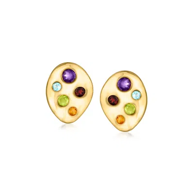 Ross-simons Multi-gemstone Sculptural Earrings In 18kt Gold Over Sterling