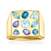 Ross-simons Multi-gemstone Square-top Ring In 18kt Gold Over Sterling In Blue