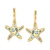 Ross-simons Multi-gemstone Starfish Drop Earrings In 18kt Gold Over Sterling In Multi