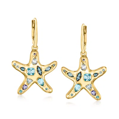 Ross-simons Multi-gemstone Starfish Drop Earrings In 18kt Gold Over Sterling