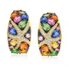 Ross-simons Multicolored Sapphire And . Diamond Starfish Drop Earrings With . Tsavorites In 14kt Yellow Gold In Multi