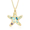 Ross-simons Multi-gemstone Starfish Pendant Necklace In 18kt Gold Over Sterling In Multi