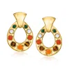 Ross-simons Multi-gemstone Teardrop Earrings In 18kt Gold Over Sterling In Orange