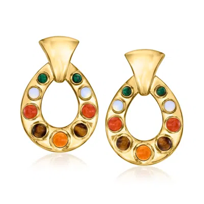 Ross-simons Multi-gemstone Teardrop Earrings In 18kt Gold Over Sterling In Orange