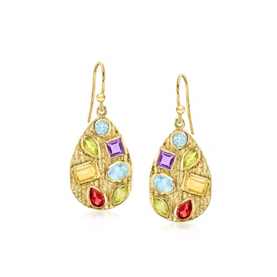 Ross-simons Multi-gemstone Teardrop Earrings In 18kt Gold Over Sterling In Yellow