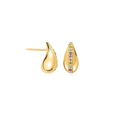 Ross-simons Multi-gemstone Teardrop Earrings In 18kt Gold Over Sterling In Yellow
