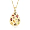Ross-simons Multi-gemstone Teardrop Pendant Necklace With Lab-grown Diamonds In 18kt Gold Over Sterling In Multi