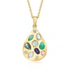 Ross-simons Multi-gemstone Teardrop Pendant Necklace With . Lab-grown Diamonds In 18kt Gold Over Sterling In Gold