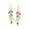Ross-simons Multi-gemstone Vine Drop Earrings In 18kt Gold Over Sterling