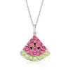 Ross-simons Multi-gemstone Watermelon Pendant Necklace In Sterling Silver And 18kt Rose Gold Over Sterling In Multi