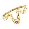 Ross-simons Multi-gemstone Wavy Bangle Bracelet In 18kt Gold Over Sterling In Multi