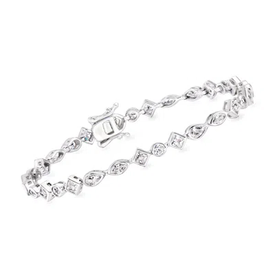 Ross-simons Multi-shaped Cz Bracelet In Sterling Silver