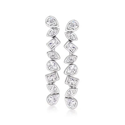 Ross-simons Multi-shaped Cz Drop Earrings In Sterling Silver
