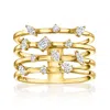 Ross-simons Multi-shaped Lab-grown Diamond Multi-row Ring In 18kt Gold Over Sterling In White