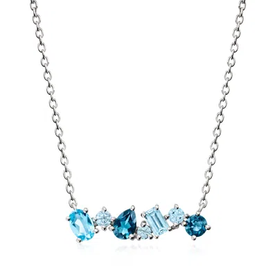 Ross-simons Multi-shaped Tonal Blue Topaz Necklace In Sterling Silver