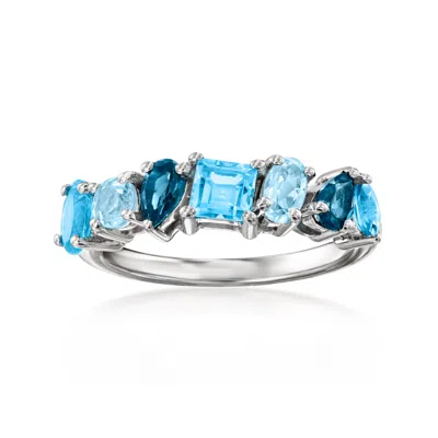 Ross-simons Multi-shaped Tonal Blue Topaz Ring In Sterling Silver