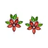 Ross-simons Multi-stone Flower Earrings In Sterling Silver In Red
