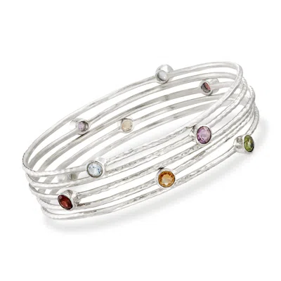 Ross-simons Multi-stone Jewelry Set: 5 Bangle Bracelets In Sterling Silver