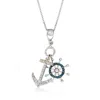 Ross-simons Multicolored Diamond Anchor And Wheel Necklace In Sterling Silver In Multi