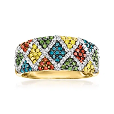 Ross-simons Multicolored Diamond Geometric Ring In 14kt Yellow Gold In White