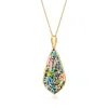 Ross-simons Multicolored Enamel And Abalone Shell Hummingbird Mosaic Pendant Necklace In 18kt Gold Over Sterling In Multi
