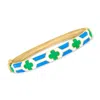Ross-simons Multicolored Enamel Clover Bangle Bracelet In 18kt Gold Over Sterling In Multi
