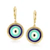 Ross-simons Multicolored Enamel Evil Eye Drop Earrings In 18kt Gold Over Sterling In Multi