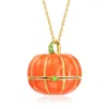 Ross-simons Multicolored Enamel Pumpkin Ghost Pendant Necklace With Tsavorites And Chrome Diopsides In 18kt Gold In Multi